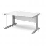 Vivo left hand wave desk 1400mm - silver frame, white top VWL14-S-WH