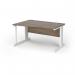 Vivo left hand wave desk 1400mm - white frame, Nebraska Oak top VWL14-WH-NO