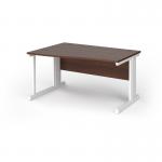 Vivo left hand wave desk 1400mm - white frame, walnut top VWL14-WH-W
