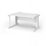 Vivo left hand wave desk 1400mm - white frame, white top VWL14-WH-WH