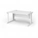 Vivo left hand wave desk 1400mm - white frame, white top VWL14-WH-WH