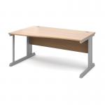 Vivo left hand wave desk 1600mm - silver frame and beech top