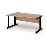 Vivo left hand wave desk 1600mm - black frame, beech top VWL16-K-B