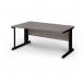Vivo left hand wave desk 1600mm - black frame, Grey Oak top VWL16-K-GO