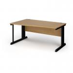 Vivo left hand wave desk 1600mm - black frame, oak top VWL16-K-O