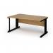 Vivo left hand wave desk 1600mm - black frame, oak top VWL16-K-O