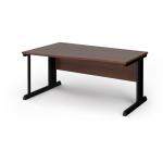 Vivo left hand wave desk 1600mm - black frame, walnut top VWL16-K-W