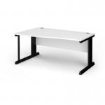 Vivo left hand wave desk 1600mm - black frame, white top VWL16-K-WH