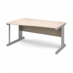 Vivo left hand wave desk 1600mm - silver frame and maple top