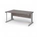 Vivo left hand wave desk 1600mm - silver frame, Grey Oak top VWL16-S-GO