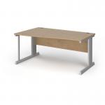 Vivo left hand wave desk 1600mm - silver frame, Kendal Oak top VWL16-S-KO