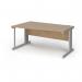 Vivo left hand wave desk 1600mm - silver frame, Kendal Oak top VWL16-S-KO
