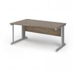 Vivo left hand wave desk 1600mm - silver frame, Nebraska Oak top VWL16-S-NO