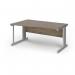 Vivo left hand wave desk 1600mm - silver frame, Nebraska Oak top VWL16-S-NO