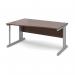 Vivo left hand wave desk 1600mm - silver frame, walnut top VWL16-S-W