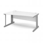 Vivo left hand wave desk 1600mm - silver frame, white top VWL16-S-WH