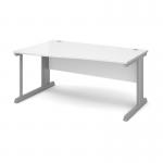 Vivo left hand wave desk 1600mm - silver frame, white top VWL16WH