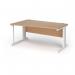 Vivo left hand wave desk 1600mm - white frame, beech top VWL16-WH-B