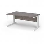 Vivo left hand wave desk 1600mm - white frame, Grey Oak top VWL16-WH-GO