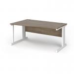 Vivo left hand wave desk 1600mm - white frame, Nebraska Oak top VWL16-WH-NO