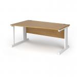Vivo left hand wave desk 1600mm - white frame, oak top VWL16-WH-O