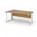 Vivo left hand wave desk 1600mm - white frame, oak top VWL16-WH-O