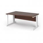 Vivo left hand wave desk 1600mm - white frame, walnut top VWL16-WH-W