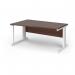 Vivo left hand wave desk 1600mm - white frame, walnut top VWL16-WH-W
