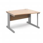 Vivo right hand wave desk 1200mm - silver frame and beech top