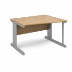 Vivo right hand wave desk 1200mm - silver frame and oak top