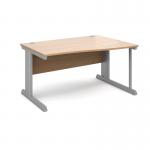 Vivo right hand wave desk 1400mm - silver frame and beech top