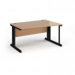 Vivo right hand wave desk 1400mm - black frame, beech top VWR14-K-B
