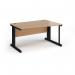 Vivo right hand wave desk 1400mm - black frame, beech top VWR14-K-B