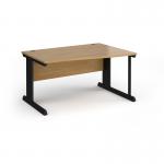 Vivo right hand wave desk 1400mm - black frame, oak top VWR14-K-O