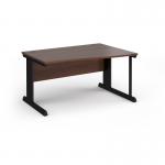 Vivo right hand wave desk 1400mm - black frame, walnut top VWR14-K-W
