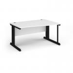 Vivo right hand wave desk 1400mm - black frame, white top VWR14-K-WH