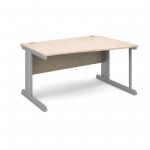 Vivo right hand wave desk 1400mm - silver frame and maple top