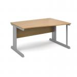 Vivo right hand wave desk 1400mm - silver frame and oak top