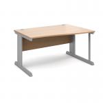 Vivo right hand wave desk 1400mm - silver frame, beech top VWR14-S-B