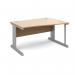 Vivo right hand wave desk 1400mm - silver frame, beech top VWR14-S-B