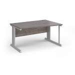 Vivo right hand wave desk 1400mm - silver frame, Grey Oak top VWR14-S-GO