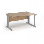 Vivo right hand wave desk 1400mm - silver frame, Kendal Oak top VWR14-S-KO