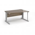 Vivo right hand wave desk 1400mm - silver frame, Nebraska Oak top VWR14-S-NO