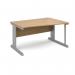 Vivo right hand wave desk 1400mm - silver frame, oak top VWR14-S-O
