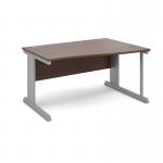 Vivo right hand wave desk 1400mm - silver frame, walnut top VWR14-S-W