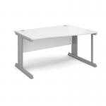 Vivo right hand wave desk 1400mm - silver frame, white top VWR14-S-WH