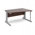 Vivo right hand wave desk 1400mm - silver frame, walnut top VWR14W