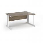 Vivo right hand wave desk 1400mm - white frame, Nebraska Oak top VWR14-WH-NO