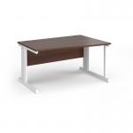 Vivo right hand wave desk 1400mm - white frame, walnut top VWR14-WH-W
