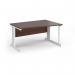 Vivo right hand wave desk 1400mm - white frame, walnut top VWR14-WH-W
